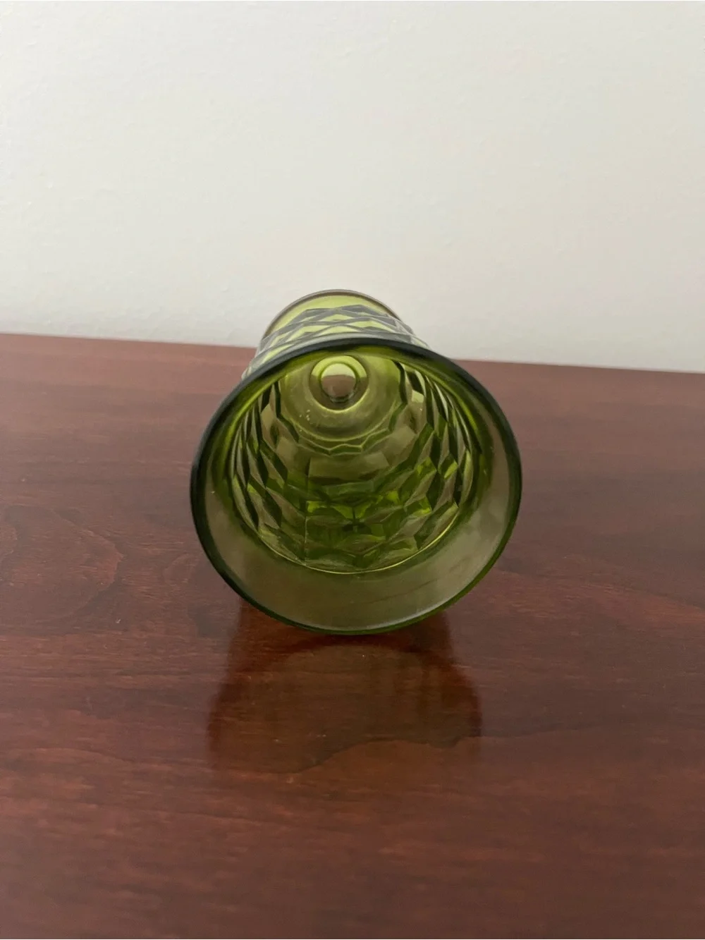 Vintage Indiana Glass Avocado Green Footed Juice Goblet